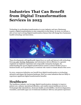 industries that can benefit from digital transformation services in 2023