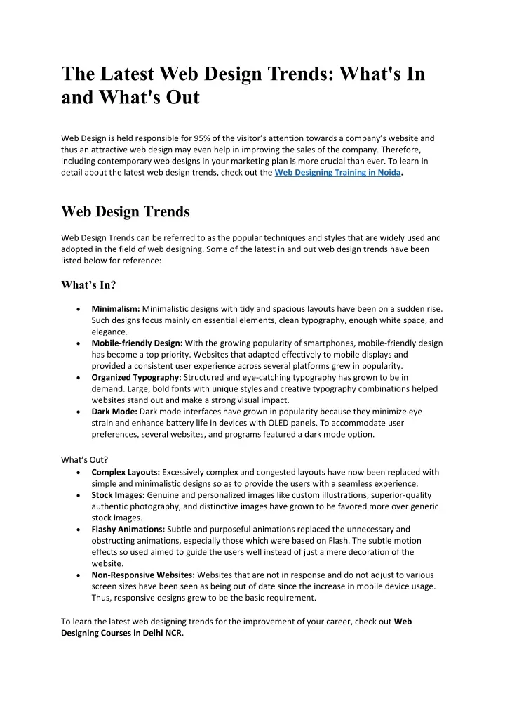 the latest web design trends what s in and what