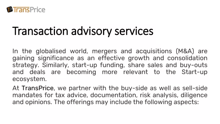 transaction advisory services