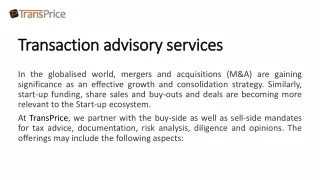 t transaction advisory services ransaction