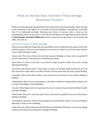 What are the Key Steps Involved in Flood Damage Restoration Process