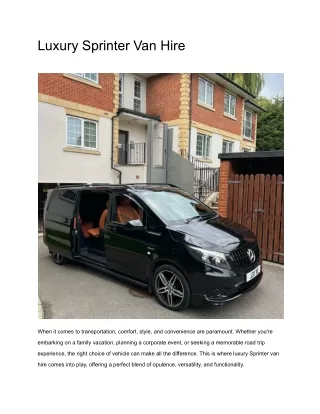 Luxury Sprinter Van Hire