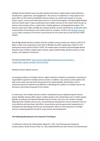 multiple sclerosis market report provides