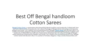 Best Off Bengal handloom Cotton Sarees