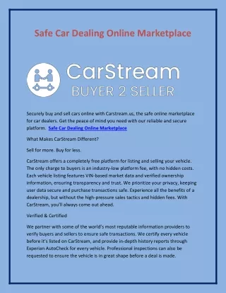 safe car dealing online marketplace