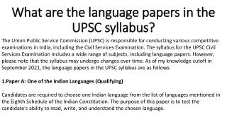 what are the language papers in the upsc syllabus