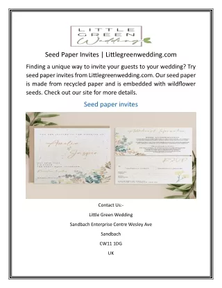 Seed Paper Invites  Littlegreenwedding