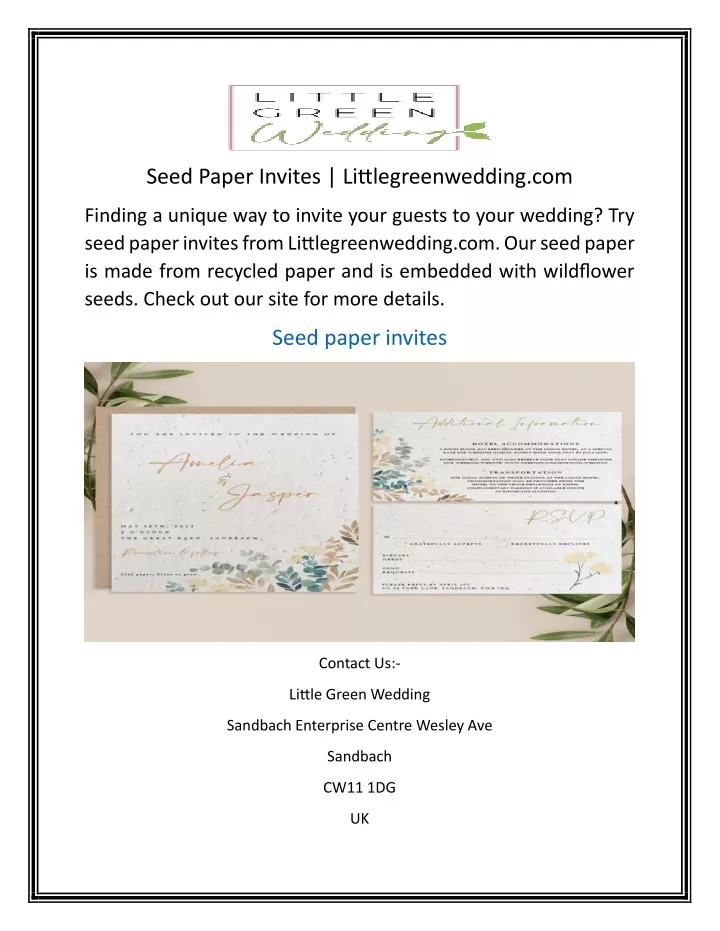 seed paper invites littlegreenwedding com