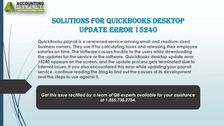solutions for quickbooks desktop update error 15240