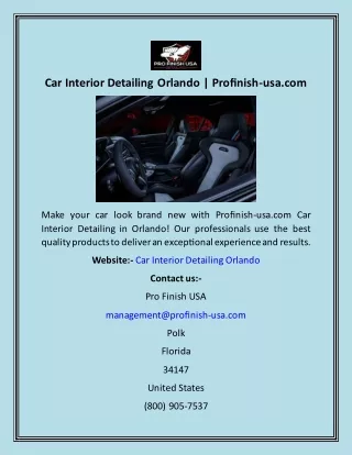 Car Interior Detailing Orlando  Profinish-usa