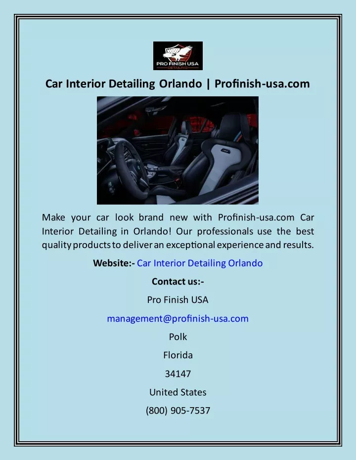 PPT Car Interior Detailing Orlando Profinishusa PowerPoint