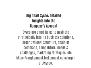 Org Chart Sysco: Detailed Insights into the Company’s Account