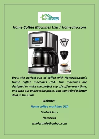 Home Coffee Machines Usa  Homeviro