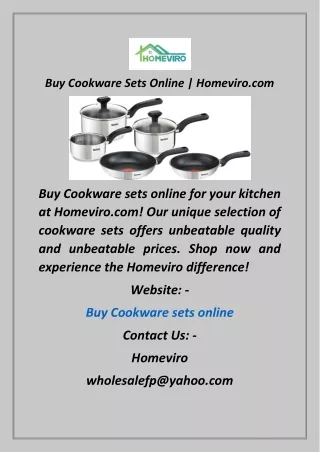 Buy Cookware Sets Online  Homeviro