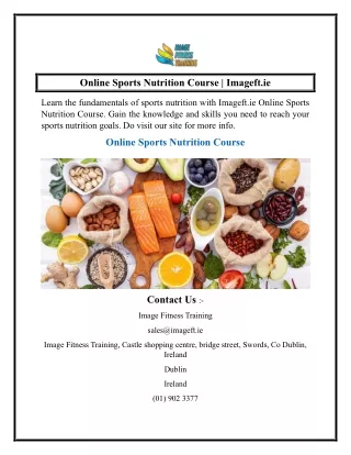 Online Sports Nutrition Course  Imageft.ie