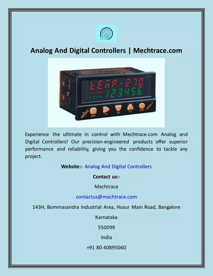 analog and digital controllers mechtrace com
