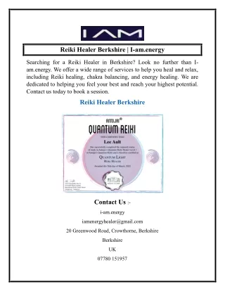 Reiki Healer Berkshire  I-am.energy