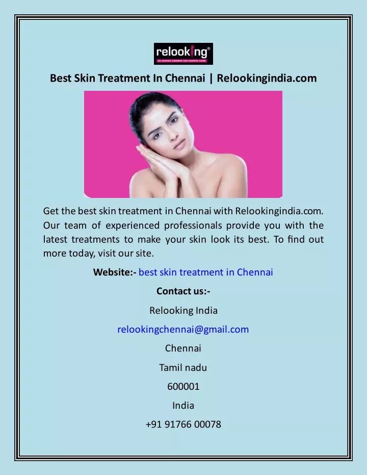 best skin treatment in chennai relookingindia com