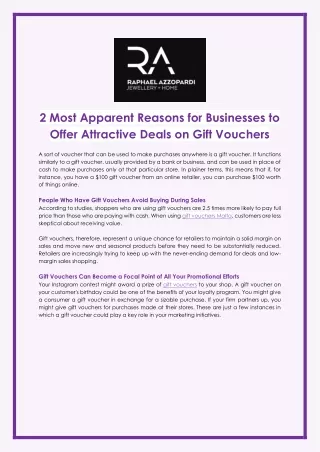 2 Most Apparent Reasons for Businesses to Offer Attractive Deals on Gift Vouchers