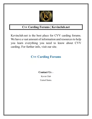 Cvv Carding Forums  Kevinclub.net