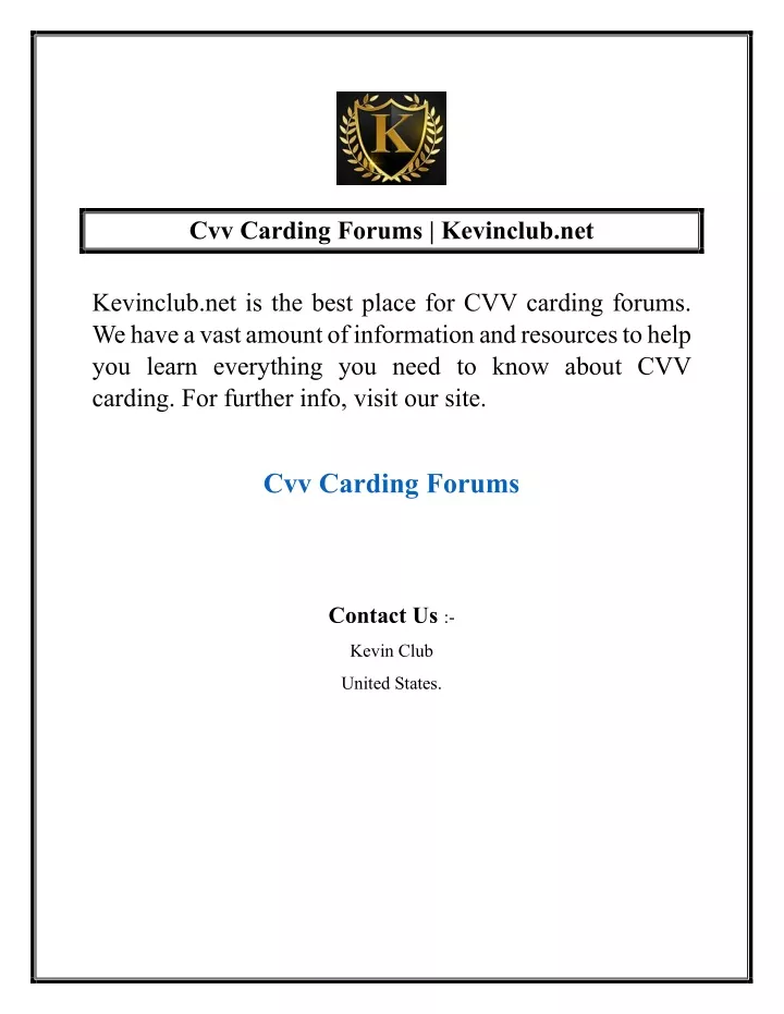 cvv carding forums kevinclub net
