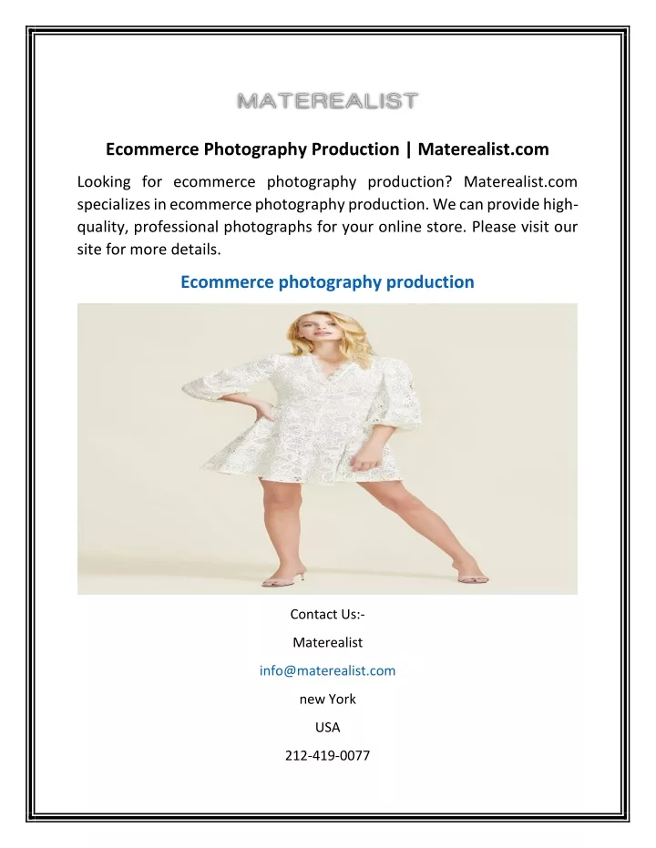 ecommerce photography production materealist com