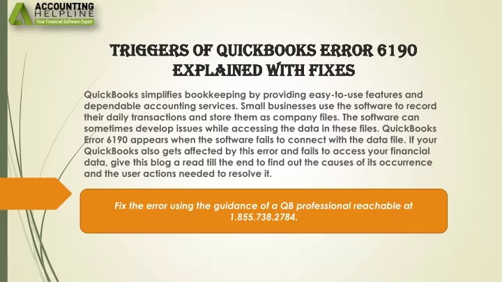 triggers of quickbooks error 6190 explained with fixes
