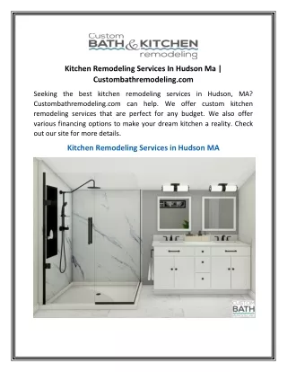Kitchen Remodeling Services In Hudson Ma Custombathremodeling