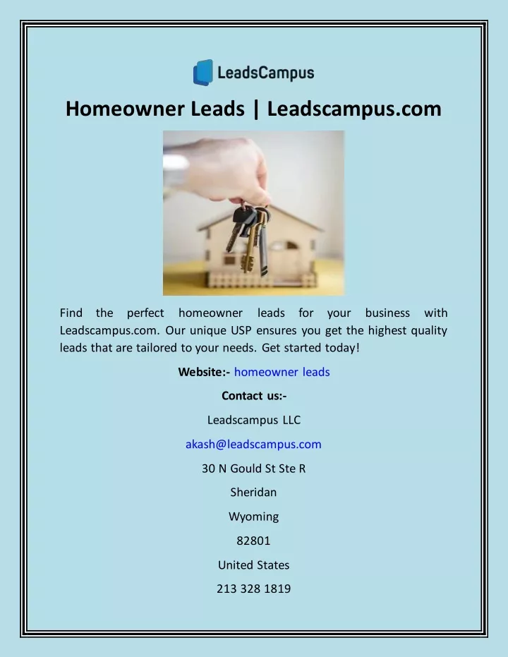 homeowner leads leadscampus com