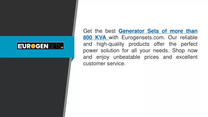 get the best generator sets of more than