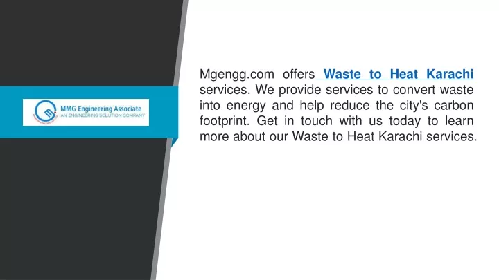 mgengg com offers waste to heat karachi services
