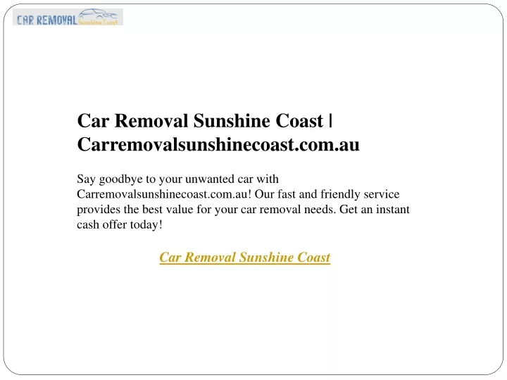 car removal sunshine coast