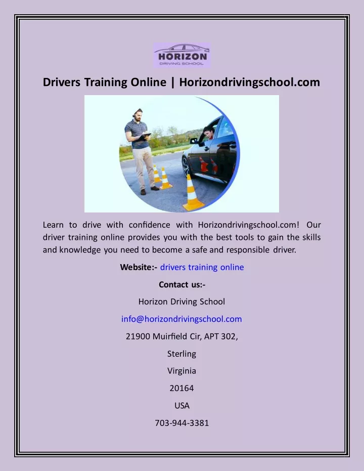 drivers training online horizondrivingschool com
