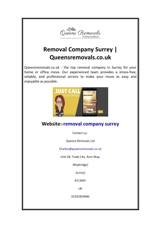 Removal Company Surrey Queensremovals.co.uk