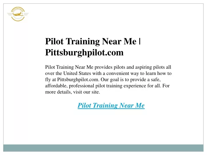 pilot training near me pittsburghpilot com pilot
