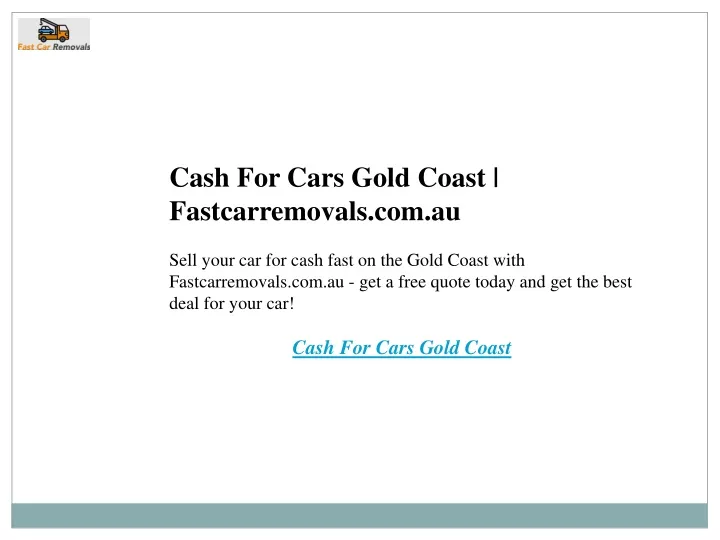 cash for cars gold coast fastcarremovals