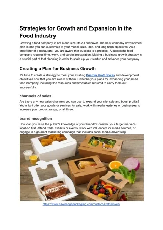 Strategies for Growth and Expansion in the Food Industry