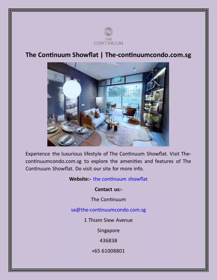 the continuum showflat the continuumcondo com sg