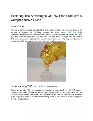 Exploring The Advantages Of THC-Free Products: A Comprehensive Guide
