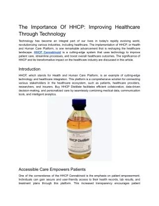 The Importance Of HHCP: Improving Healthcare Through Technology