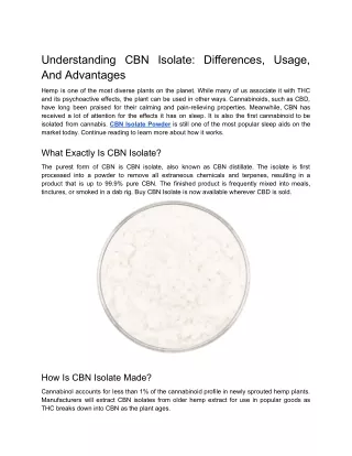 Understanding CBN Isolate: Differences, Usage, And Advantages