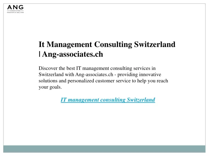 it management consulting switzerland