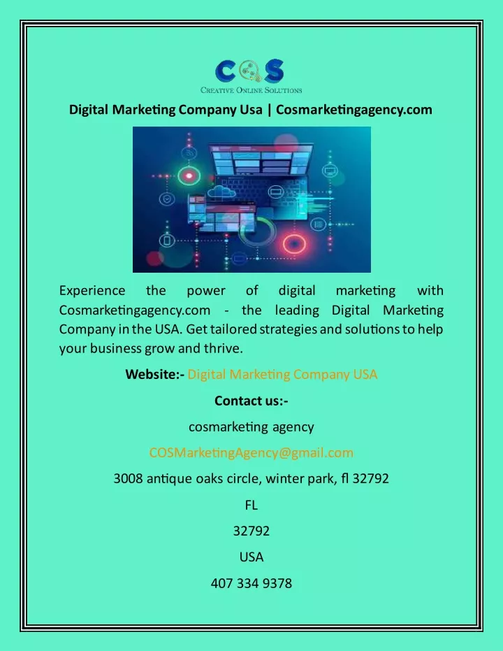 digital marketing company usa cosmarketingagency