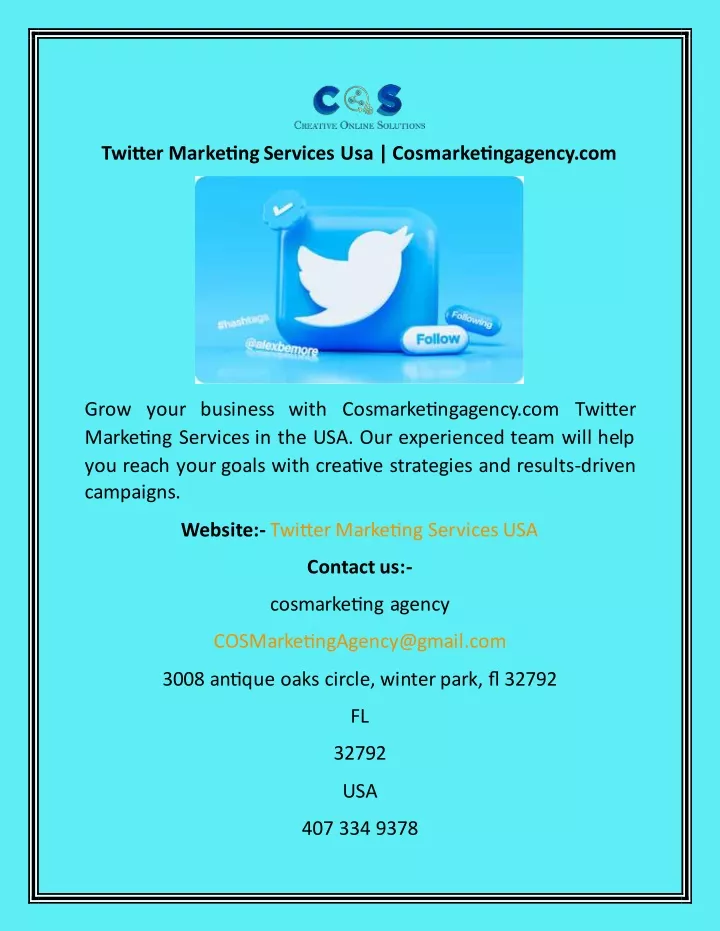 twitter marketing services usa cosmarketingagency