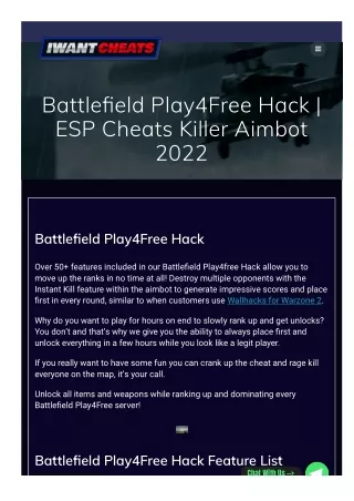 Battlefield Play4Free Hack  ESP Cheats Killer Aimbot 2022