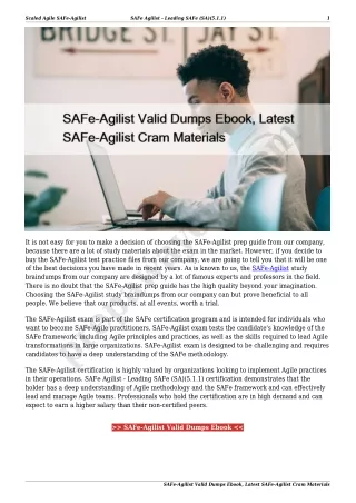 SAFe-Agilist Valid Dumps Ebook, Latest SAFe-Agilist Cram Materials