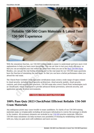 Reliable 156-560 Cram Materials & Latest Test 156-560 Experience