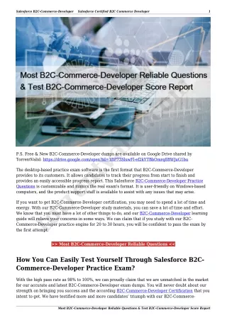 Most B2C-Commerce-Developer Reliable Questions & Test B2C-Commerce-Developer Score Report