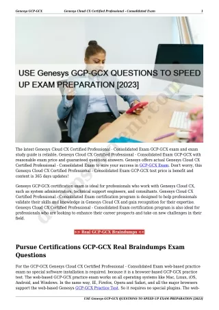 USE Genesys GCP-GCX QUESTIONS TO SPEED UP EXAM PREPARATION [2023]