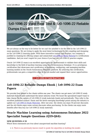 1z0-1096-22 Valid Real Test & 1z0-1096-22 Reliable Dumps Ebook